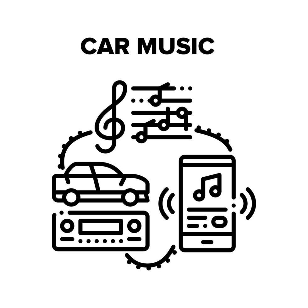 auto muziek- apparaat vector zwart illustraties