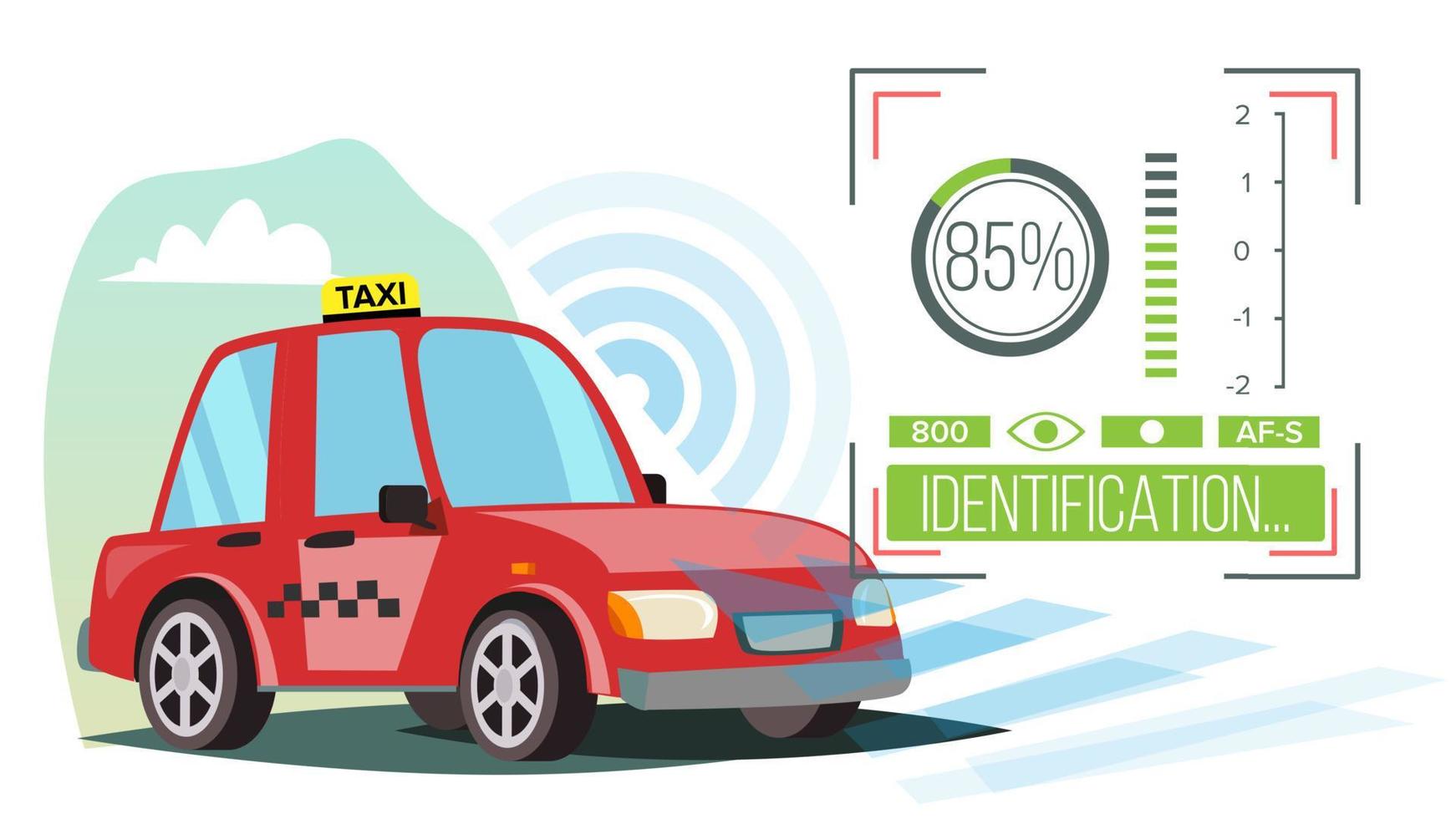 zelf het rijden auto taxi vector. technologie concept. bestuurderloos auto. oproepen taxi Aan een smartphone. taxi onderhoud. vlak illustratie vector
