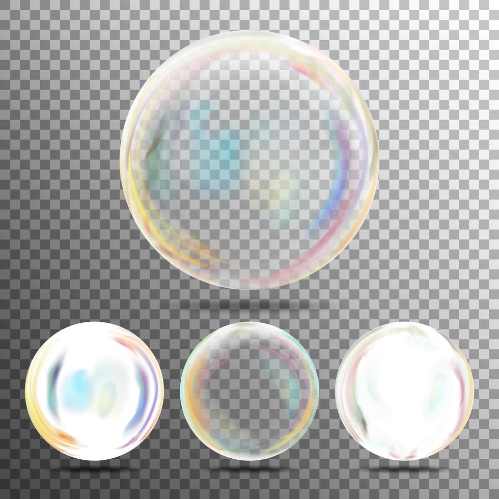 realistische zeepbellen met regenboogreflectie vector
