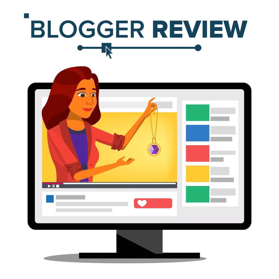 mode video blogger vector. blog kanaal. vrouw populair video wimpel blogger. opname. recensie concept. online leven uitzending. illustratie vector