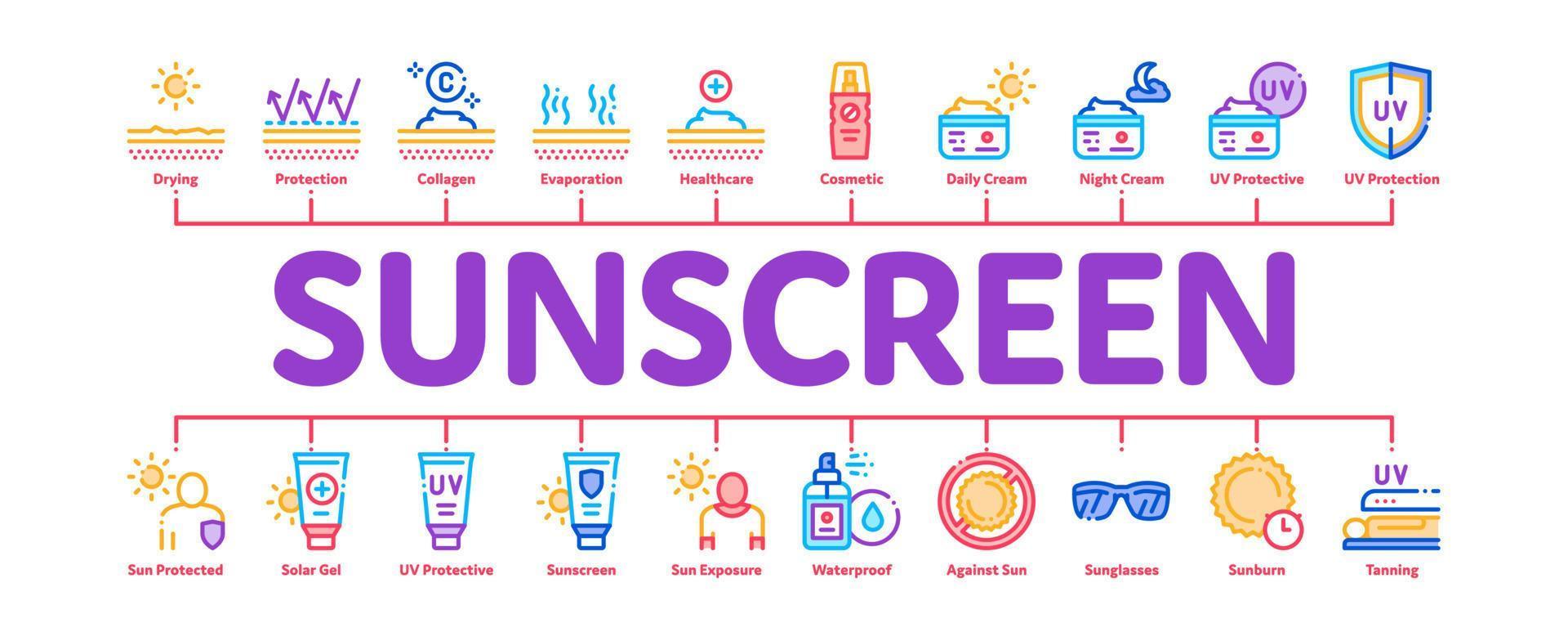 zonnescherm minimaal infographic banier vector