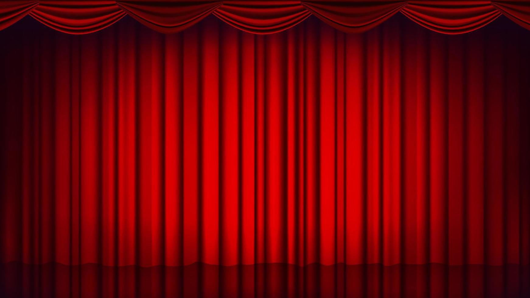 rood theater gordijn vector. theater, opera of bioscoop leeg zijde fase, rood tafereel. realistisch illustratie vector