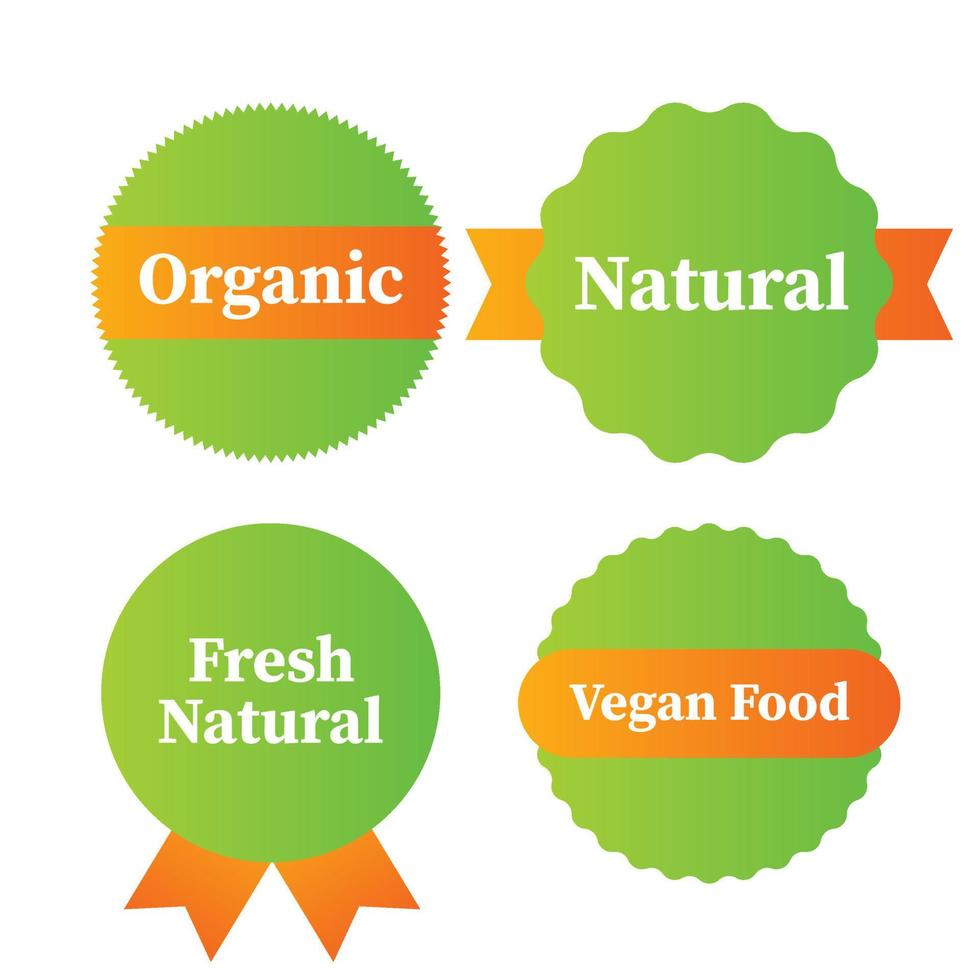 etiketten en emblemen biologisch, natuurlijk, gezond voedsel, vers en vegetarisch voedsel. vector illustratie.