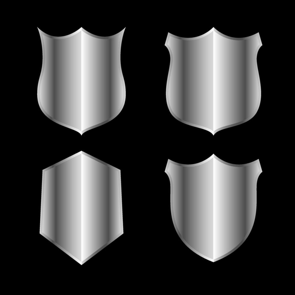 zilver metalen glimmend schild vector icoon geïsoleerd Aan wit achtergrond. vector illustratie