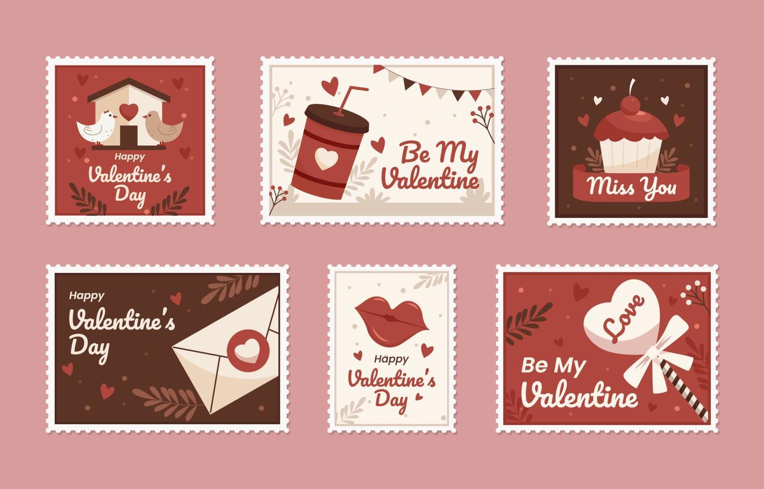 Valentijn postzegel stickers vector