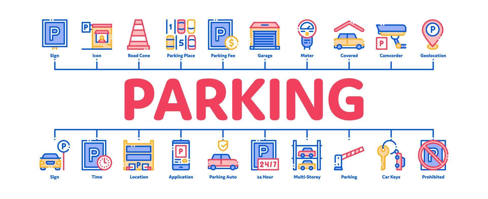 parkeren auto minimaal infographic banier vector