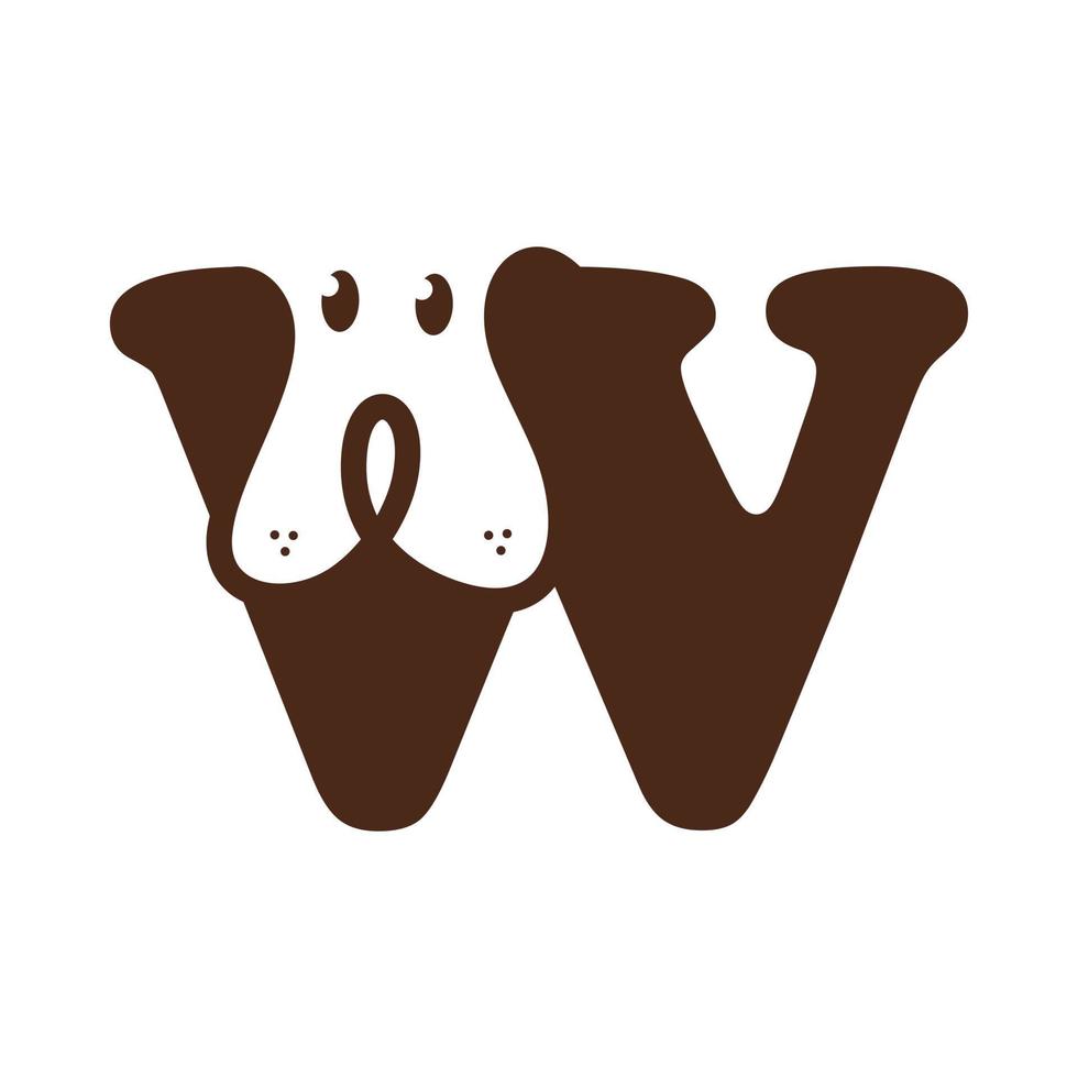 eerste w schattig hond logo vector