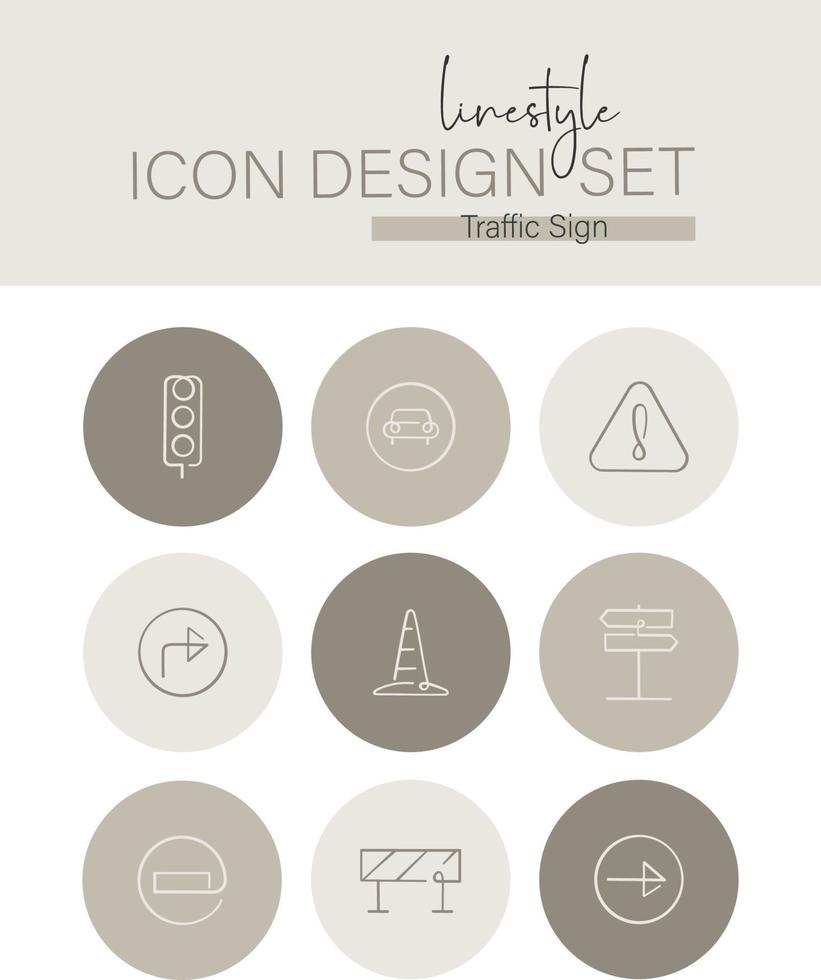 lijnstijl icoon ontwerp reeks verkeer teken vector