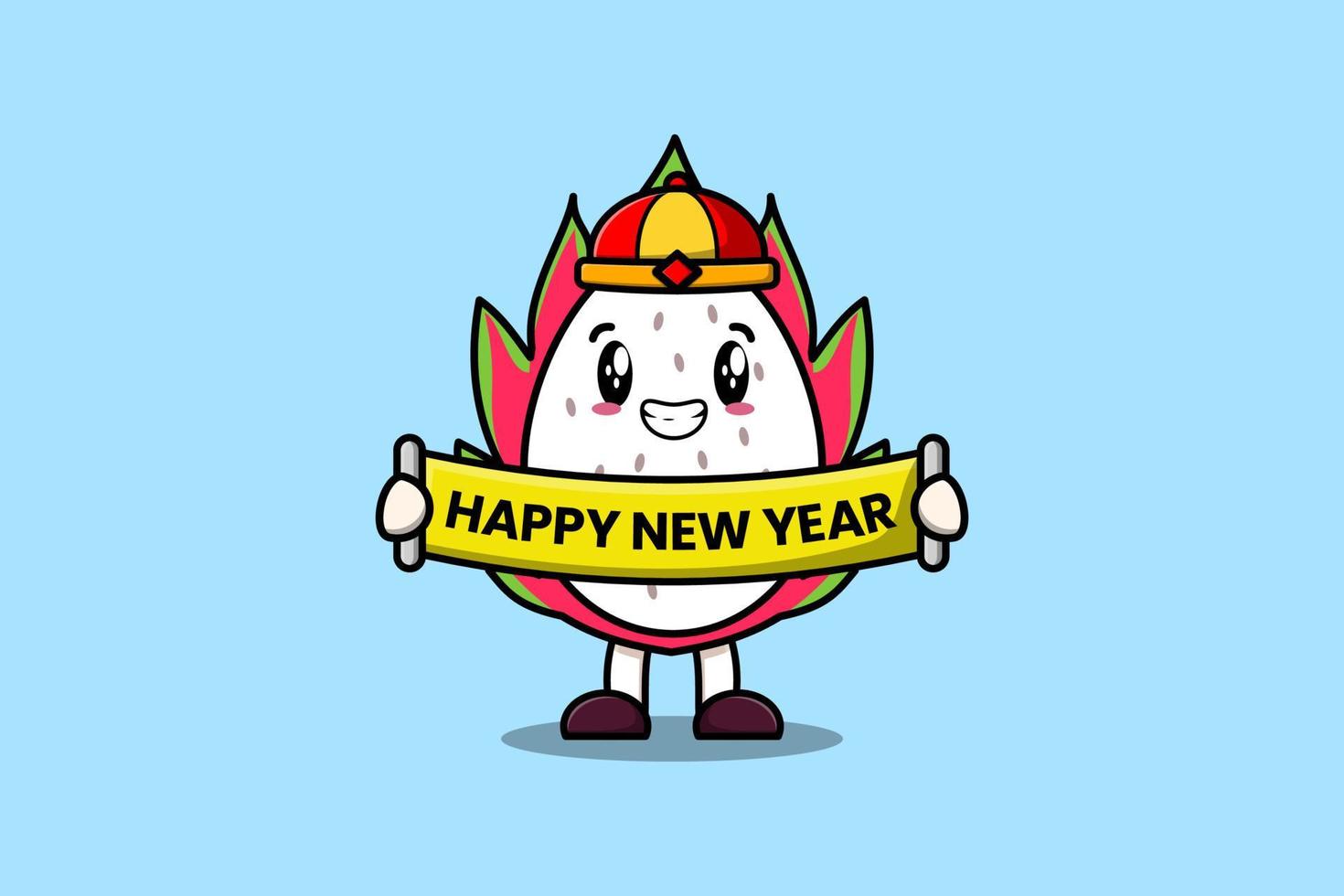 schattig tekenfilm draak fruit Chinese gelukkig nieuw jaar vector