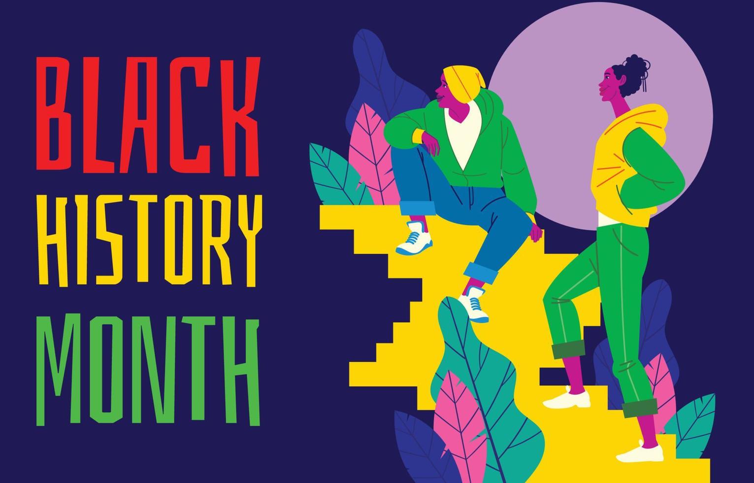 twee slim en actief Afrikaanse tieners in zwart geschiedenis maand vector
