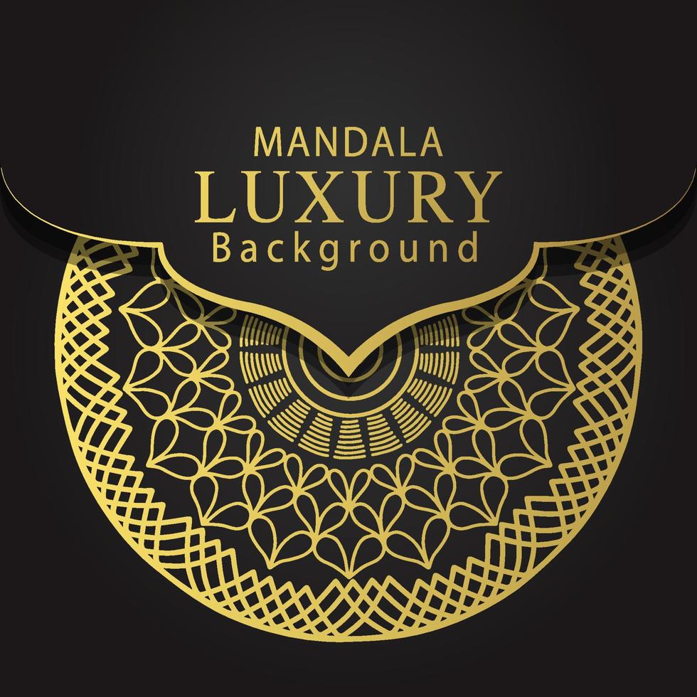 luxe mandala gouden met een zwart achtergrond elegant ontwerp voor verjaardag uitnodiging henna- vector