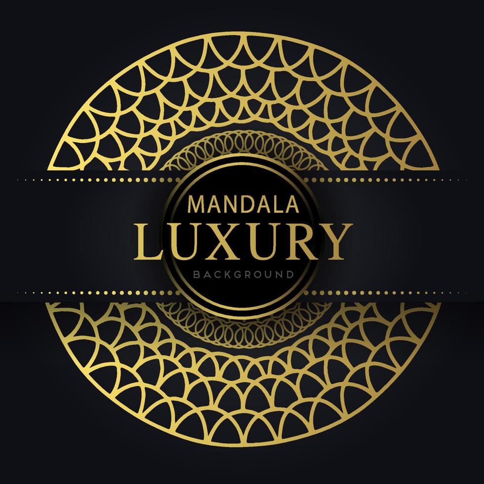 luxe mandala gouden met een zwart achtergrond elegant ontwerp vector