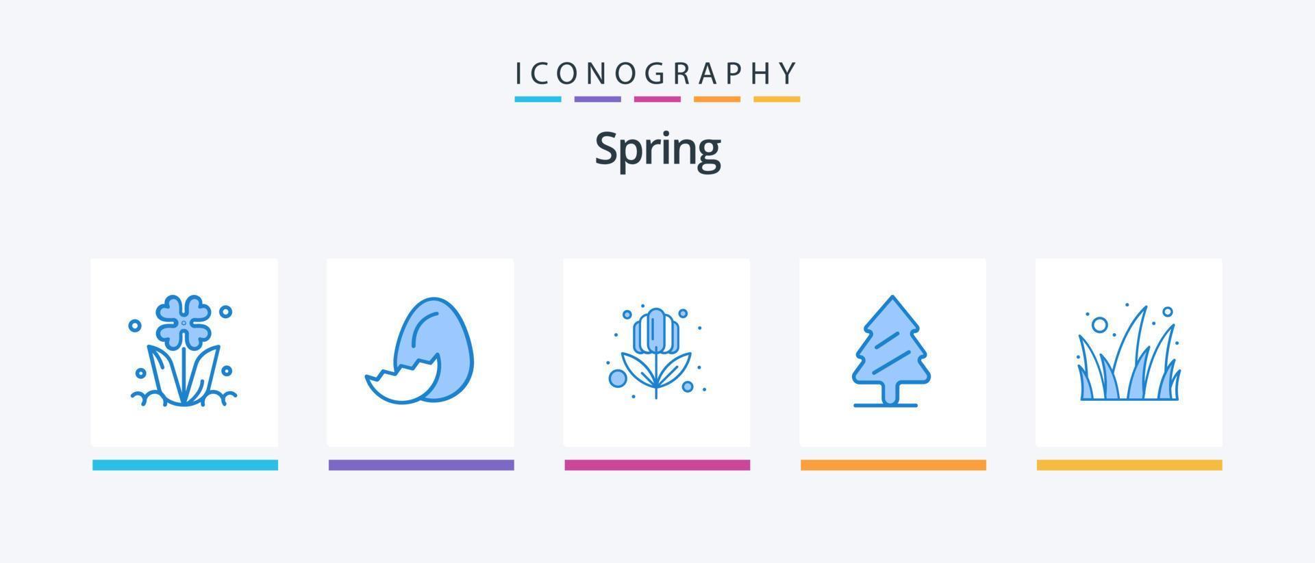 voorjaar blauw 5 icoon pak inclusief tuin. boom. de lente. de lente. natuur. creatief pictogrammen ontwerp vector