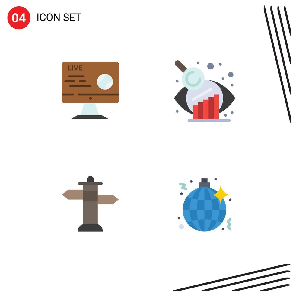 4 vlak icoon concept voor websites mobiel en apps Amerikaans voetbal teken sport grafisch analyse disco bewerkbare vector ontwerp elementen