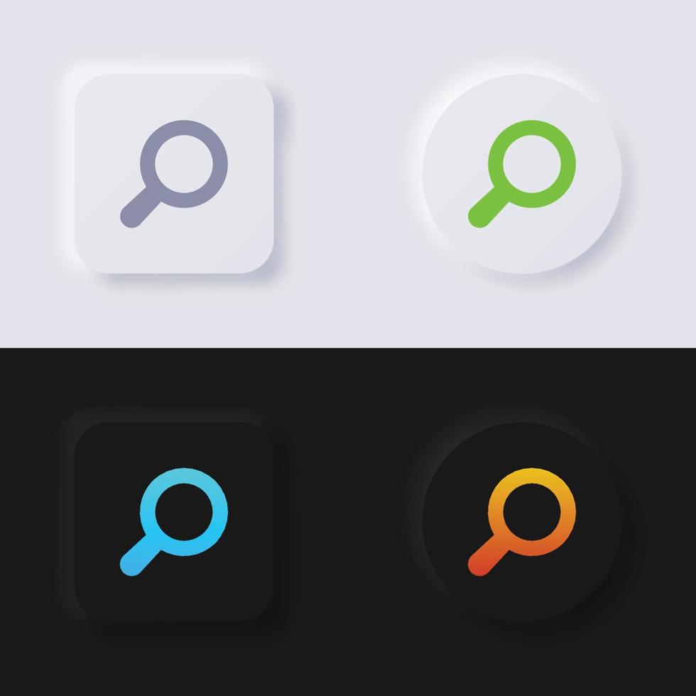 vergroten glas knop icoon set, veelkleurig neumorfisme knop zacht ui ontwerp voor web ontwerp, toepassing ui en meer, knop, vector. vector