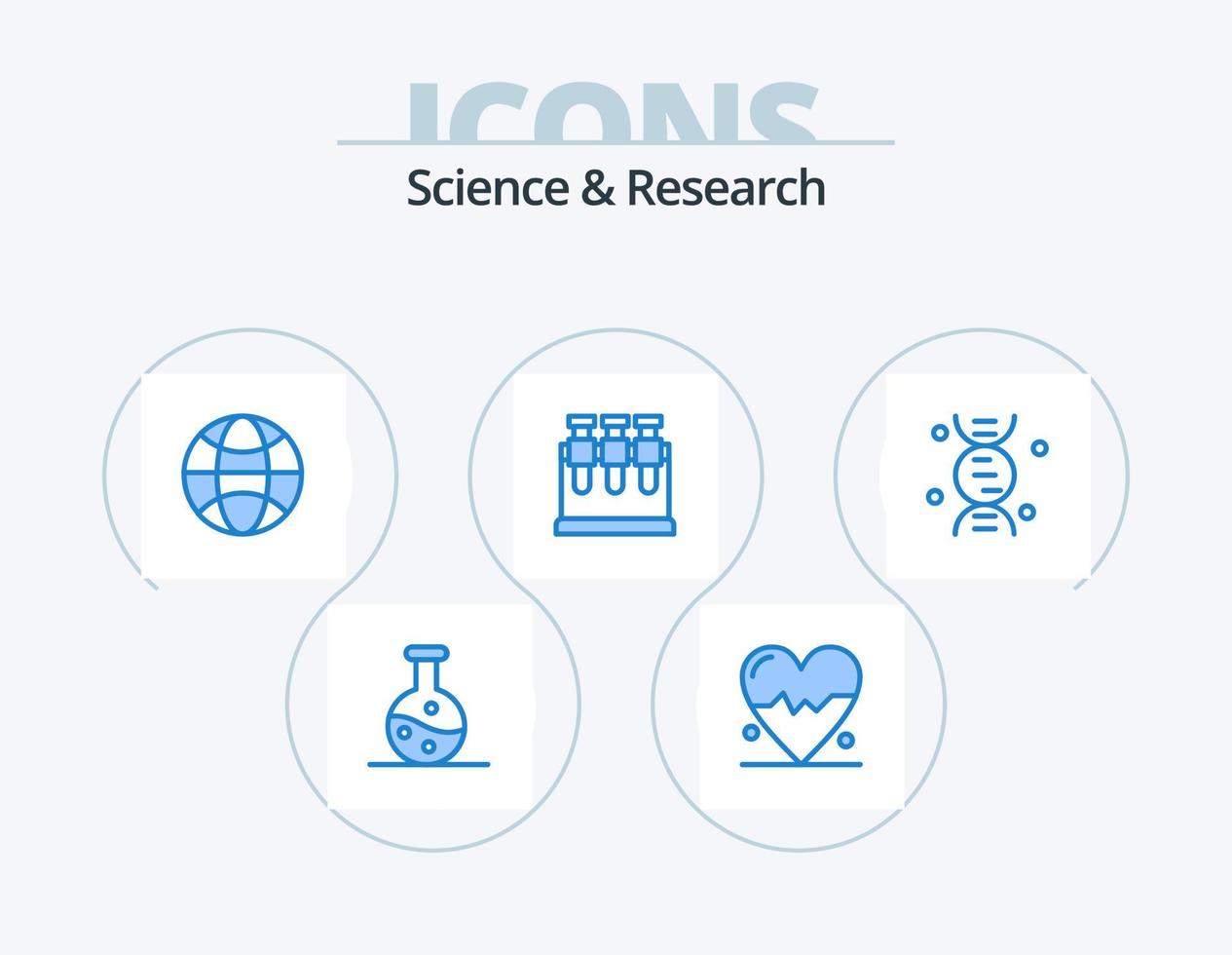 wetenschap blauw icoon pak 5 icoon ontwerp. . . wetenschap. wetenschap. dna vector