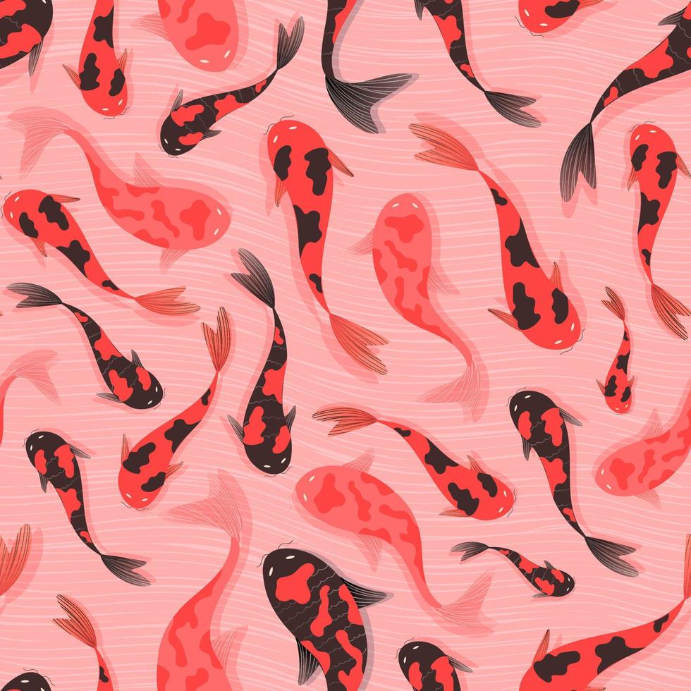 Japans naadloos patroon in roze kleur met koi karpers, Aziatisch overladen voor textiel of behang, traditioneel symbolen vector