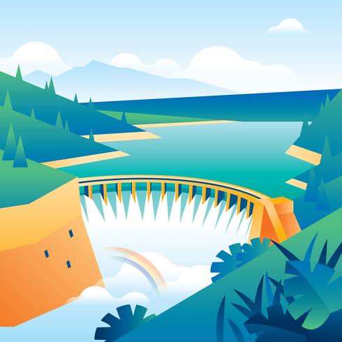 Natuurlijke hulpbronnen Waterkrachtcentrale Gratis Vector