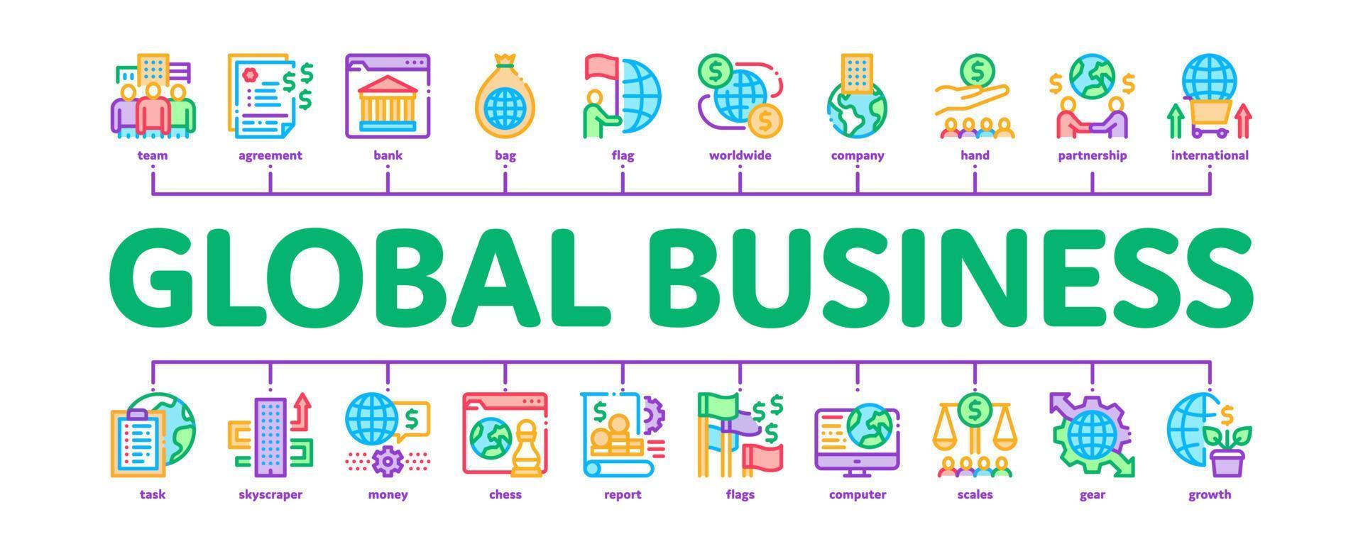 globaal bedrijf financiën strategie minimaal infographic banier vector