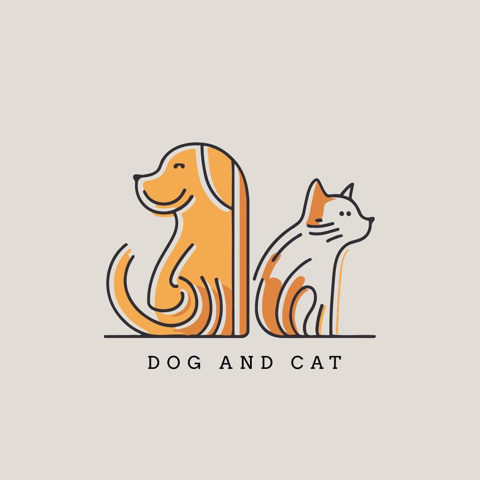 kat en hond tekens logo mascotte tekenfilm gestileerd vector illustratie