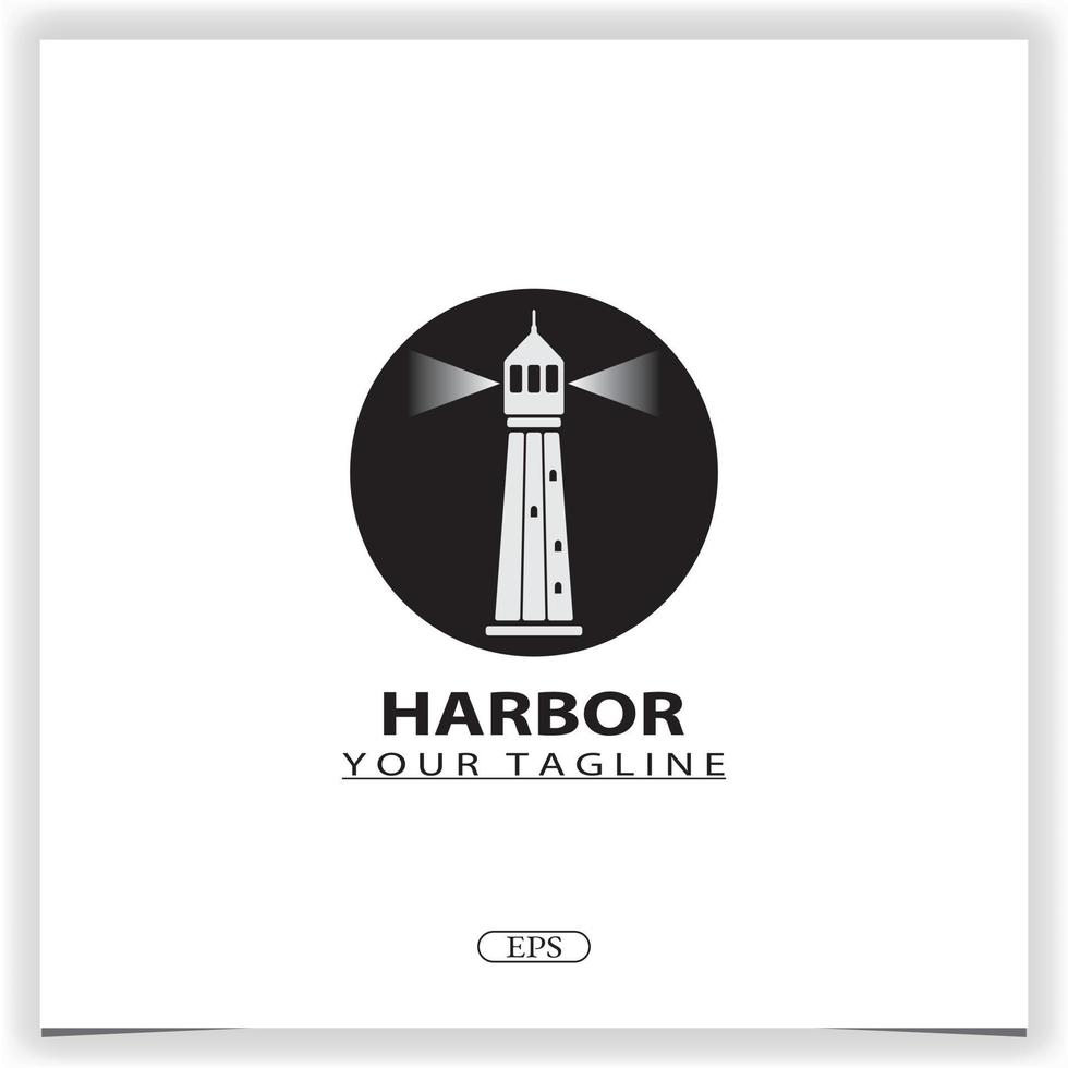 vuurtoren zoeklicht baken toren eiland strand logo ontwerp inspiratie, haven logo premie elegant sjabloon vector eps 10