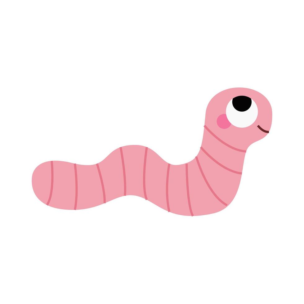 schattig worm met groot ogen en wangen. Woud of tuin insect, kever voor kinderen. grappig kinderachtig karakters. natuur dier voor afdrukken, kleren, stickers, textiel, baby douche. vector