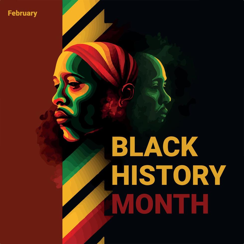 zwart geschiedenis maand in pan Afrikaanse kleuren 3d modellering gezicht later gevectoriseerd vector
