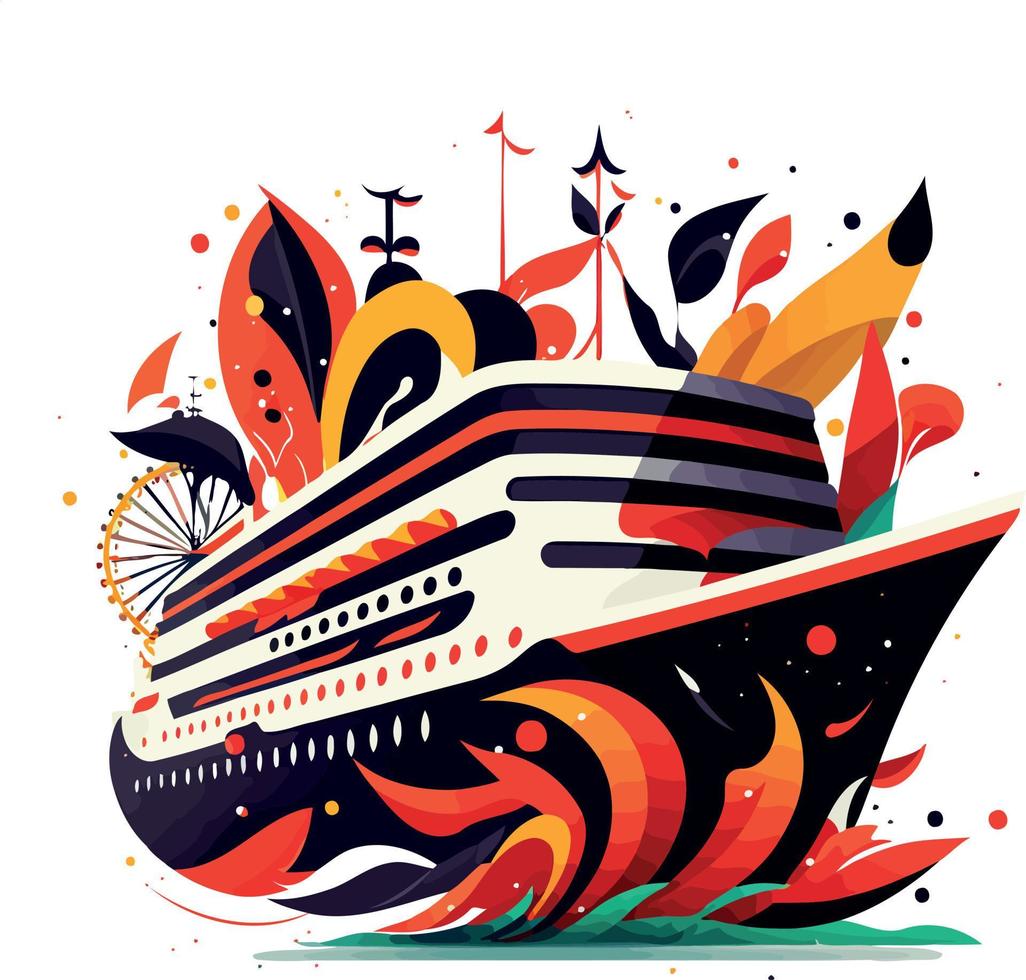 carnaval feest thema minimalistische reis schip vector