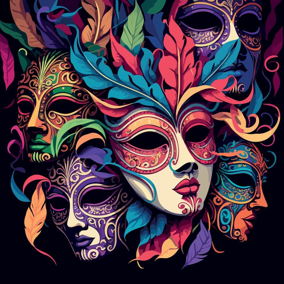 overladen kleurrijk Venetiaanse masker vector