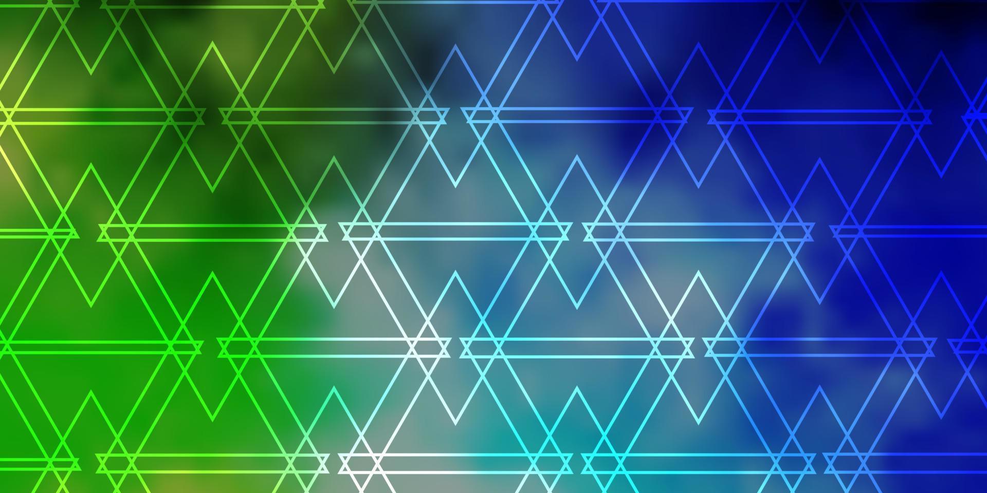 lichtblauw, groen vector sjabloon met kristallen, driehoeken.
