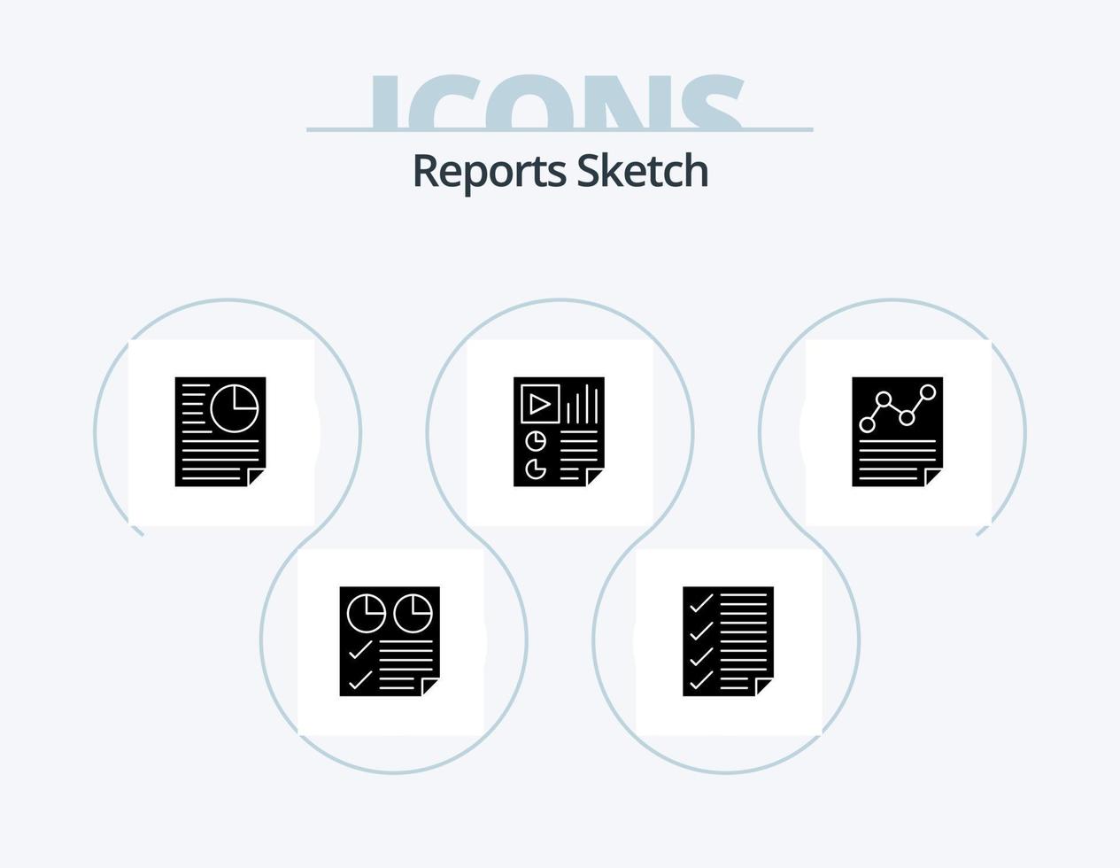 rapporten schetsen glyph icoon pak 5 icoon ontwerp. rapport. document. bladzijde. gegevens. bladzijde vector