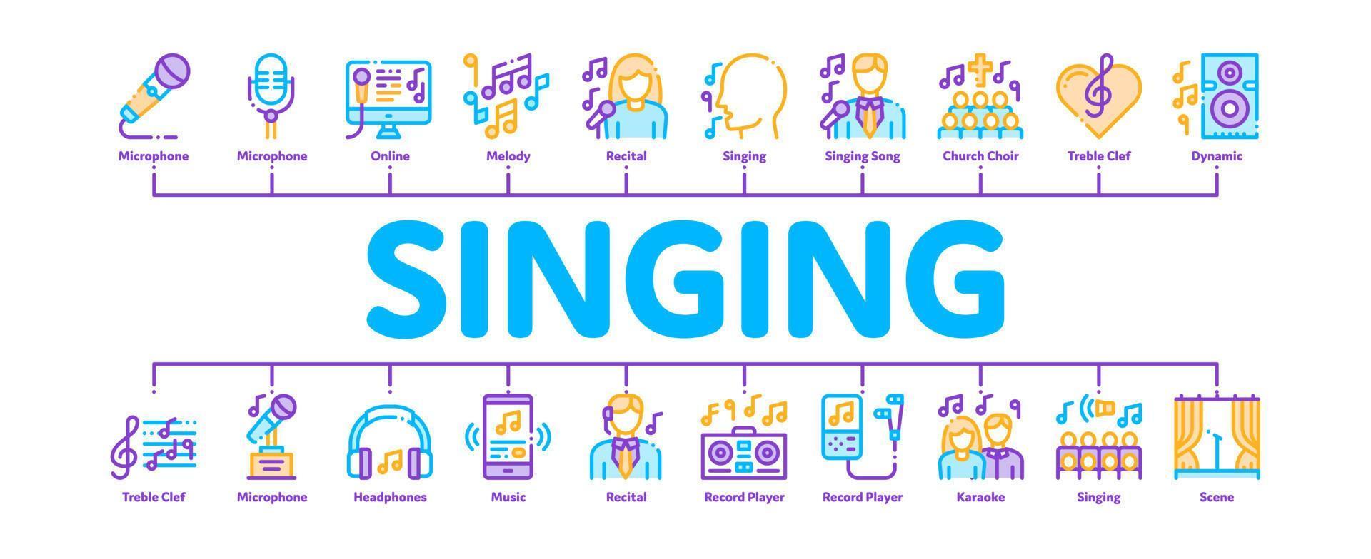 het zingen lied minimaal infographic banier vector