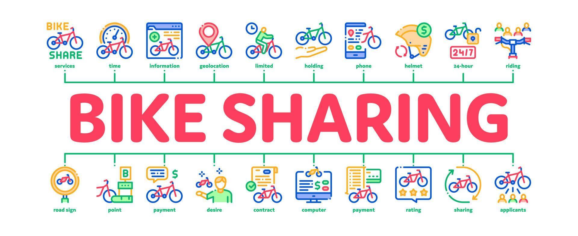 fiets sharing bedrijf minimaal infographic banier vector