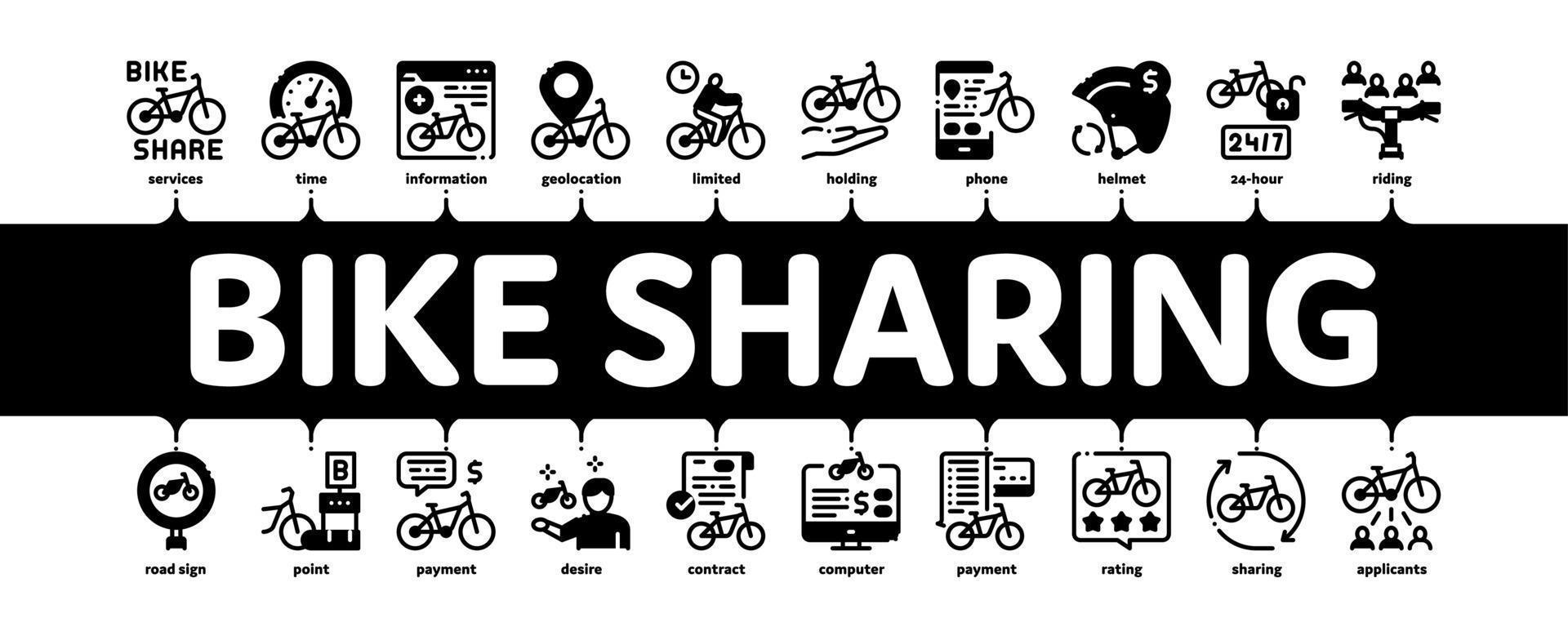 fiets sharing bedrijf minimaal infographic banier vector