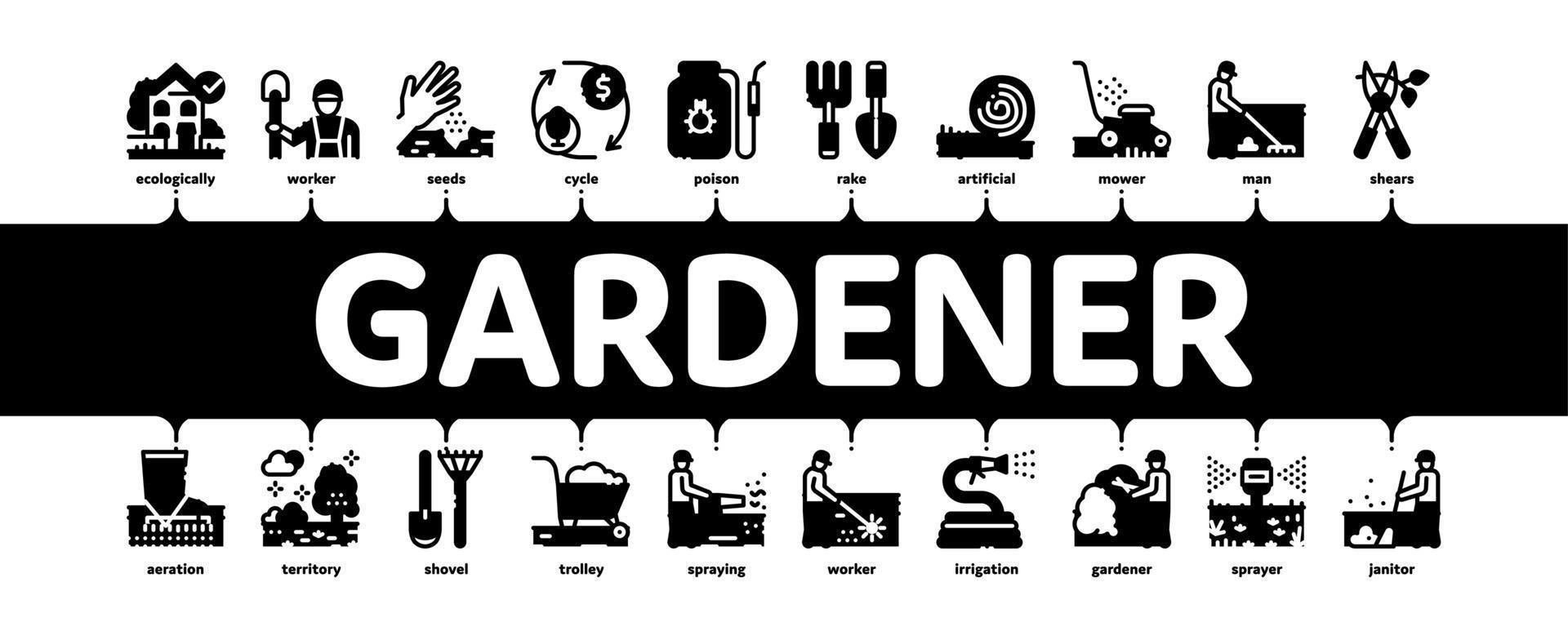 tuinman instrument minimaal infographic banier vector