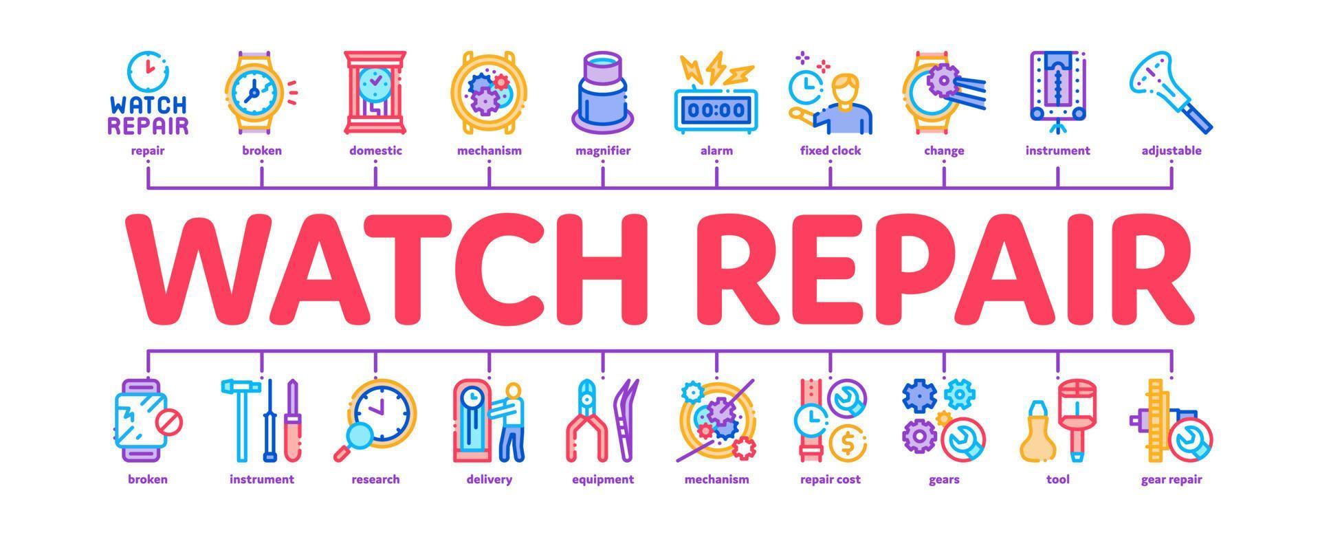 kijk maar reparatie onderhoud minimaal infographic banier vector