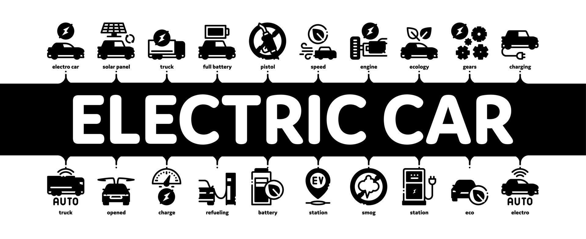 elektrisch auto vervoer minimaal infographic banier vector