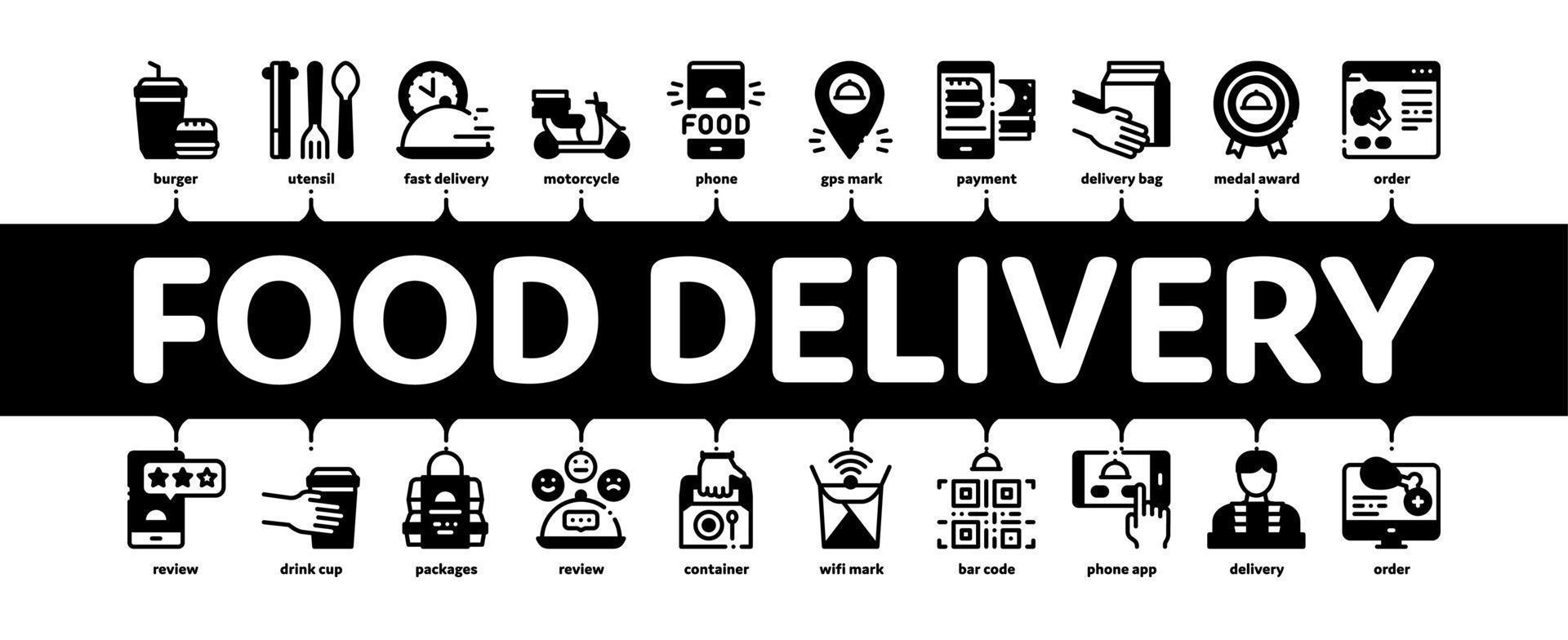 voedsel levering onderhoud minimaal infographic banier vector