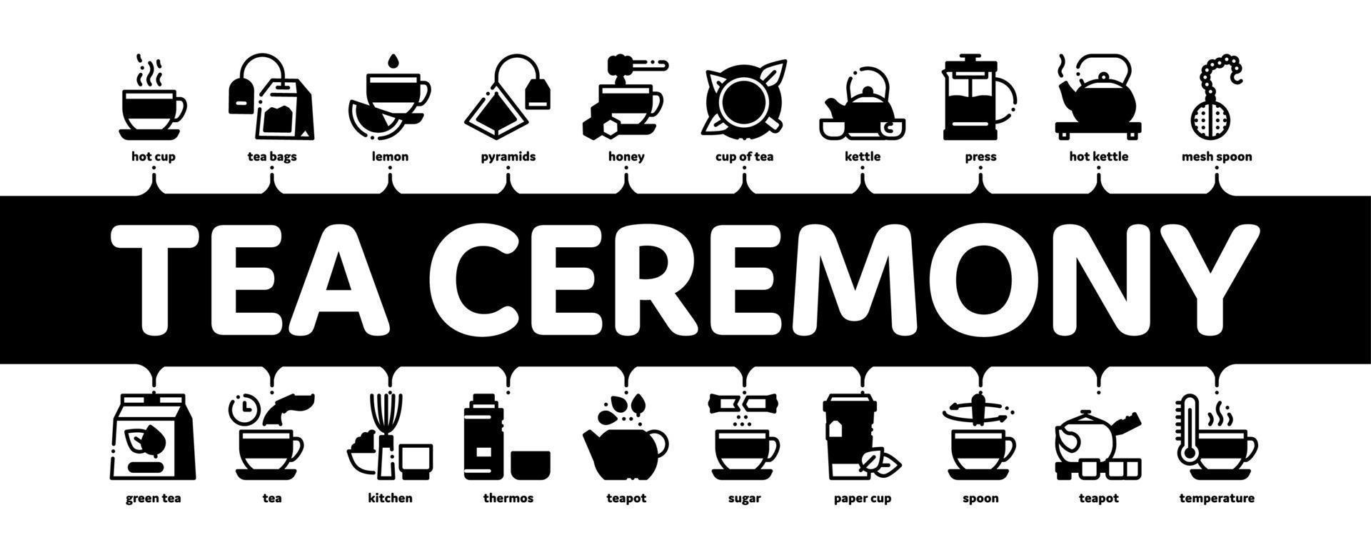 thee ceremonie traditie minimaal infographic banier vector