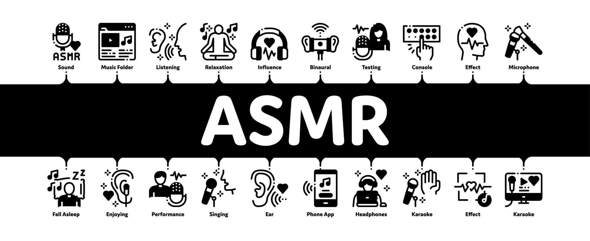 asmr geluid fenomeen minimaal infographic banier vector