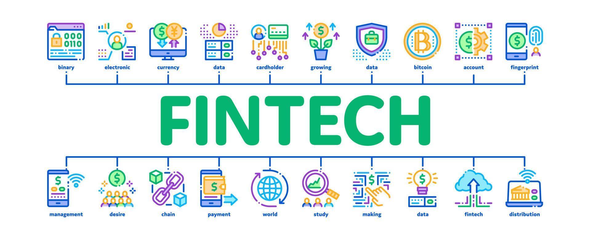 FinTech innovatie minimaal infographic banier vector