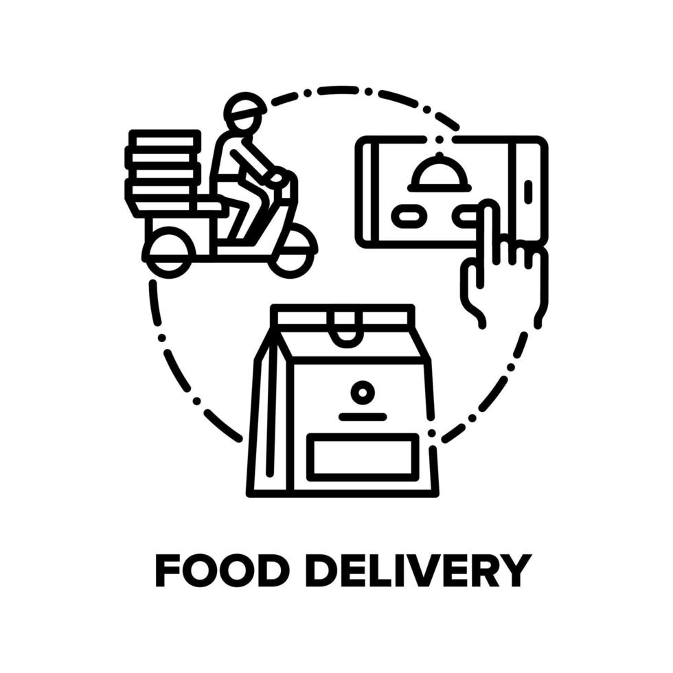 voedsel levering vector concept zwart illustraties