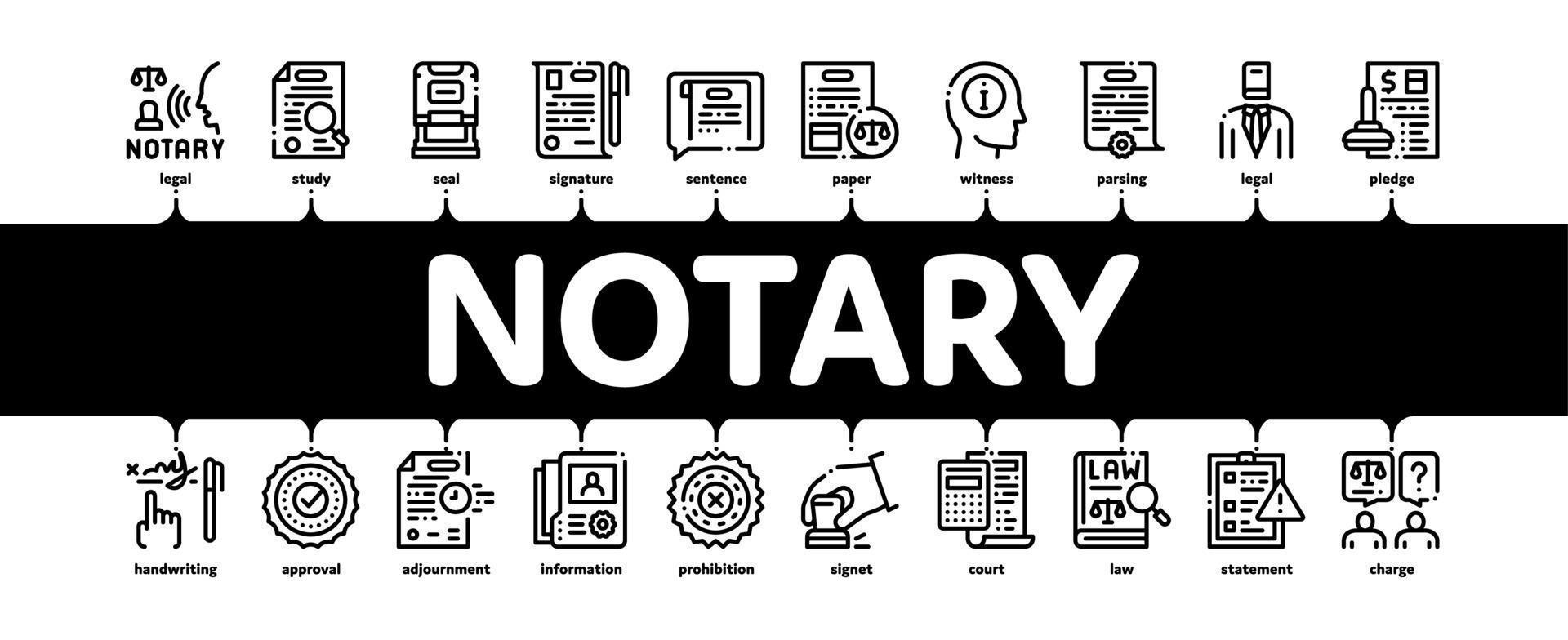 notaris onderhoud agentschap minimaal infographic banier vector