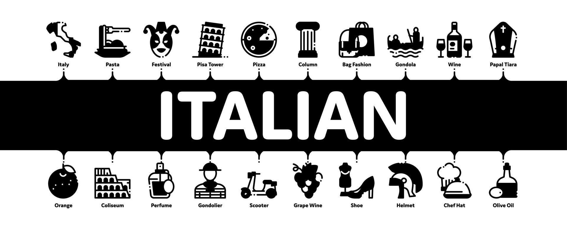 Italiaans traditioneel minimaal infographic banier vector