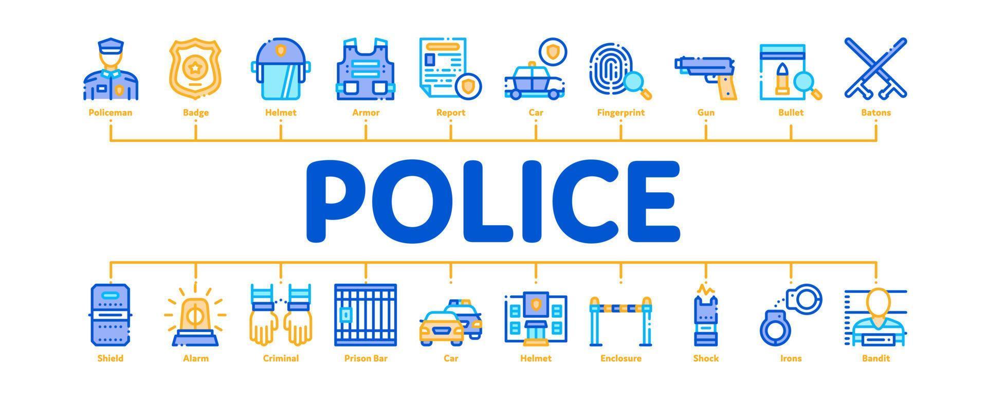 Politie afdeling minimaal infographic banier vector