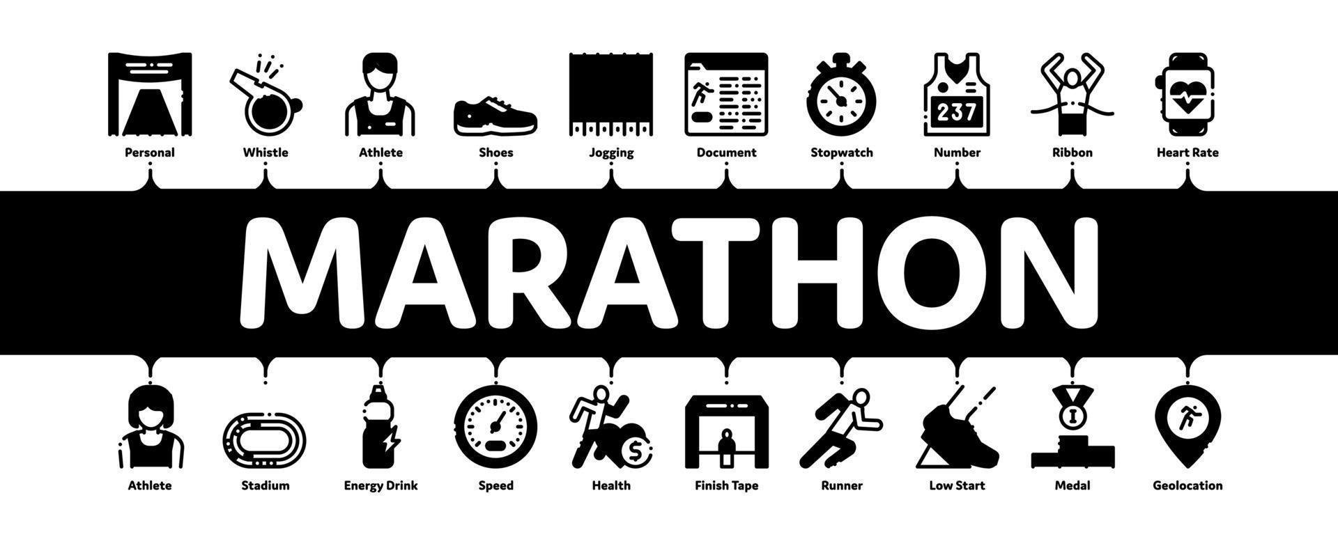 marathon minimaal infographic banier vector