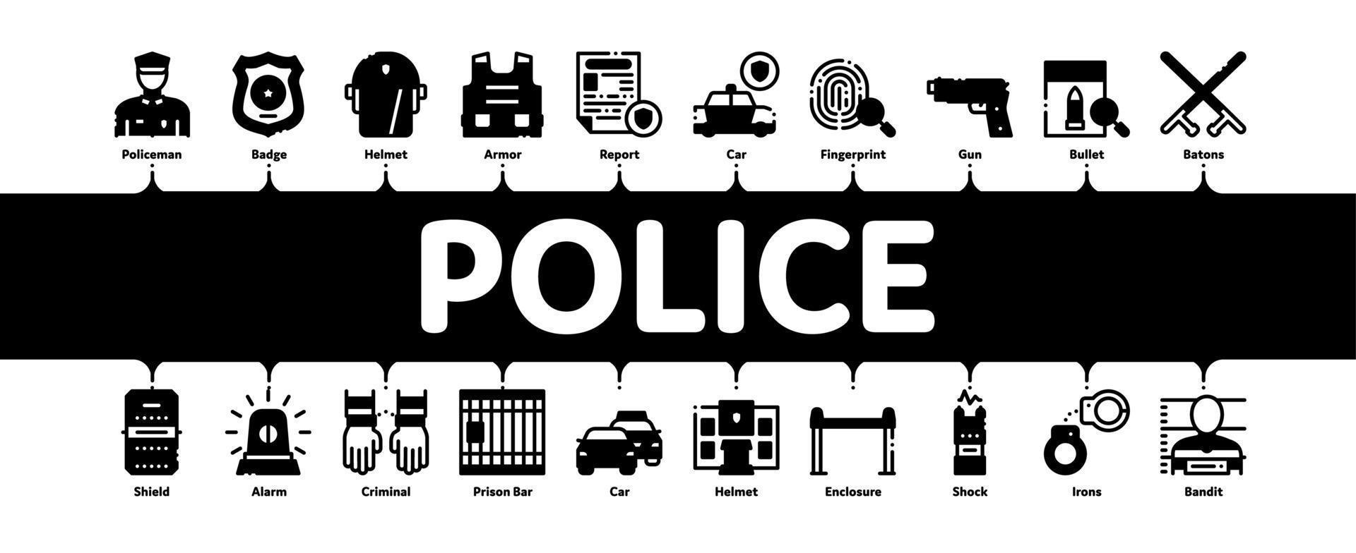 Politie afdeling minimaal infographic banier vector