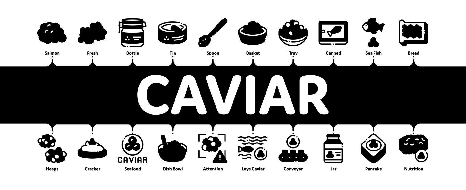 kaviaar zeevruchten Product minimaal infographic banier vector