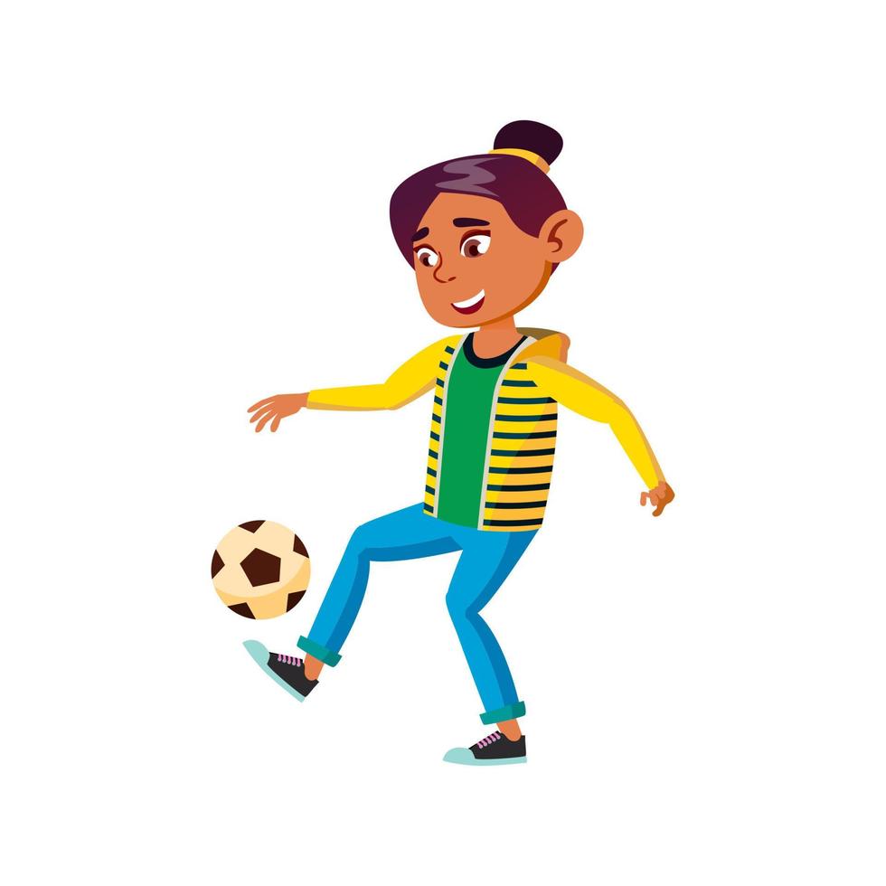 school- meisje spelen voetbal sport met bal vector