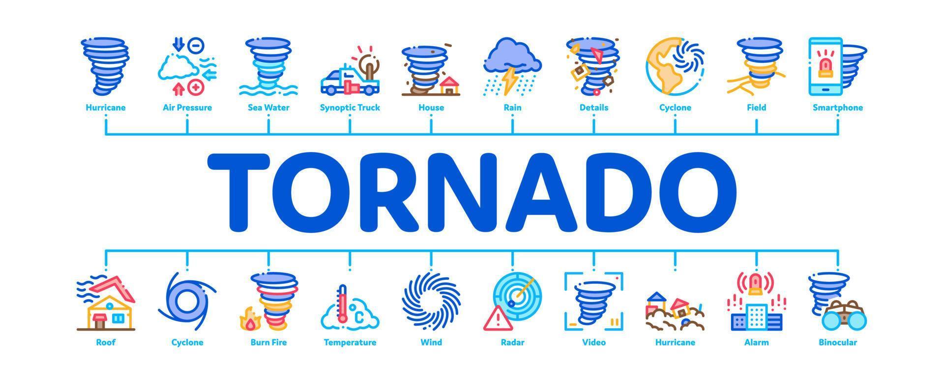 tornado en orkaan minimaal infographic banier vector